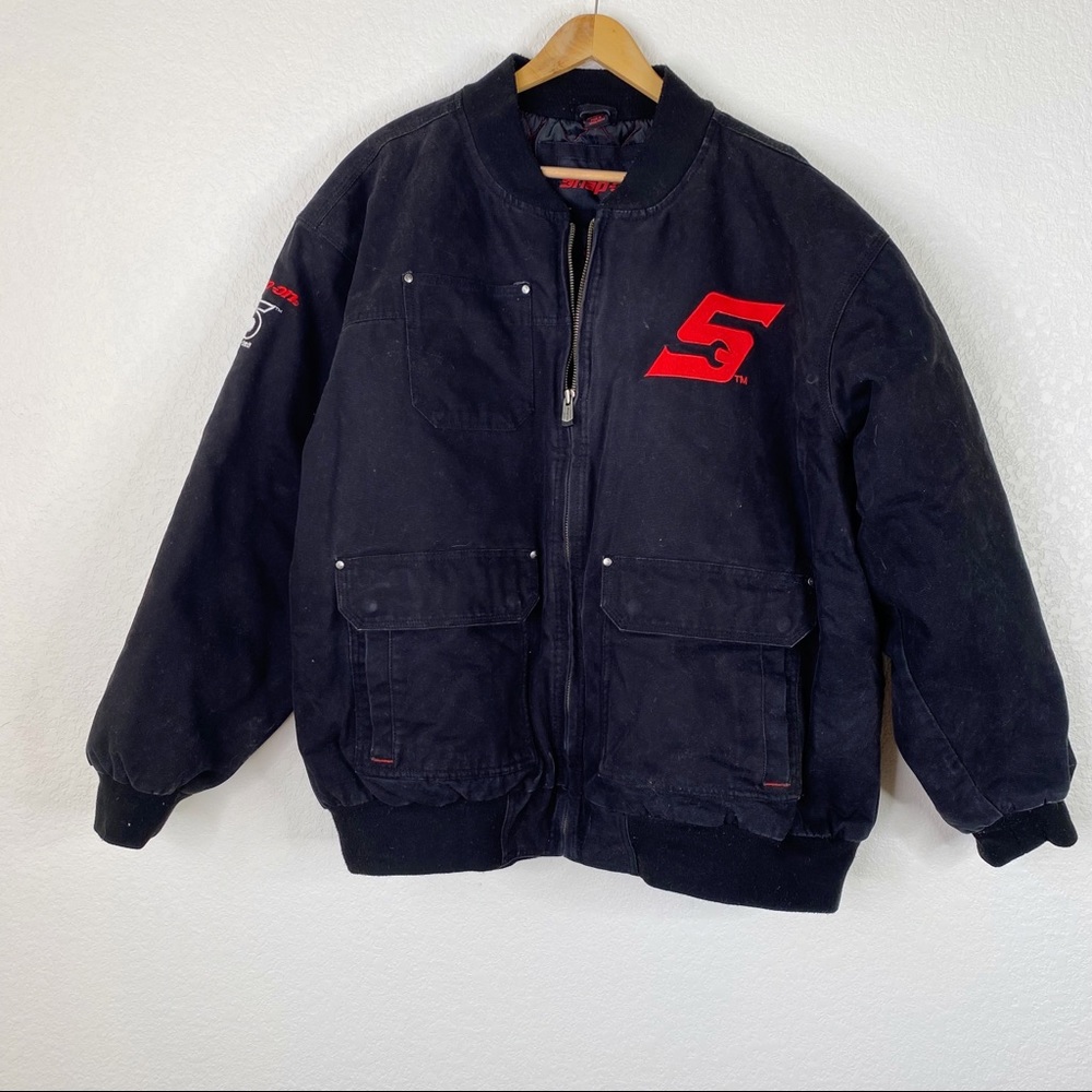 Snap On Black Woven Zip Front Denim Jacket